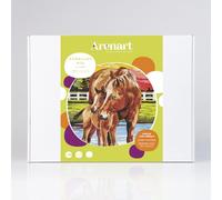 Arenart | 1 Lámina Caballos Campo 38x46cm | para Pintar con Arenas de Colores | Manualidades para Adultos y Jóvenes | Dibujo Fácil | Pintar por números | +9 años