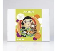 Arenart | 1 Lámina Frida Kahlo Gatos 38x46cm | para Pintar con Arenas de Colores | Manualidades para Adultos y Jóvenes | Dibujo Fácil | Pintar por números | +9 años