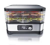 Arendo - Deshidratador con regulador de temperatura 400 W - Deshidratador de acero inoxidable para alimentos, carne, frutas, verduras - con temporizador de hasta 24 h - 35-70 grados - 5 compartimentos