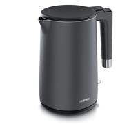 Arendo - Hervidor de agua de acero inoxidable - 1,5 litros - 2200 W - Diseño de doble pared - Controlador de 360° - Libre de BPA, protección contra sobrecalentamiento y cocción en seco - Negro Cool