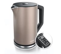 Arendo - Hervidor eléctrico de acero inoxidable con ajuste de temperatura de 40 a 100 grados en incrementos de 5 - Diseño de pared doble - Modelo ELEGANT - 1,5 litros - 2200 W - Tetera con pantalla de