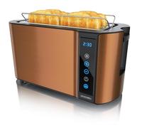 Arendo - Tostadora con ranura larga de acero inoxidable, 4 rebanadas, pantalla táctil, cuerpo de doble pared, rejilla integrada para rollos, 7 grados de bruñido, centrado del pan, visualización del