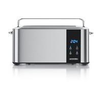 Arendo - Tostadora de acero inoxidable con ranura larga de 4 discos - Pantalla táctil - Carcasa de doble pared - 1500 W - Accesorio para panecillos integrado - 7 grados de tostado - Centro de pan