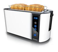 Arendo - Tostadora de acero inoxidable con ranura larga de 4 rebanadas - Pantalla táctil - Caja de doble pared - Rejilla recalentadora integrada - 7 niveles de bruñido - Centrado del pan