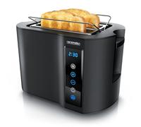 Arendo - Tostadora táctil de 2 rebanadas de acero inoxidable, pantalla táctil digital del tiempo restante - 800 W - Caja de doble pared - con rejilla recalentadora de bollería - 7 niveles de bruñido