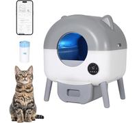 Arenero Autolimpiable para Gatos 66L, Caja De Arena Automática Inteligente con Control por App, Sensores De Seguridad Anti-Atrapamiento, 6 Luces Ambientales Ajustables, Bajo Ruido