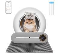 Arenero Autolimpiable para Gatos de 65L Inteligente WC Automático Inodoro con Alfombra Control App (Type A)