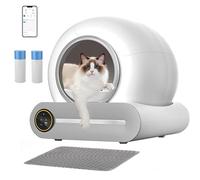 Arenero Autolimpiable para Gatos Robot Automático De Limpieza De Arena para Gato Cat Litter Box Inodoro Gatos con Bolsas De Basura/Alfombrillas,Control De App/Secure