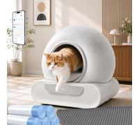 Arenero Automático para Gatos XXL 74L, Arenero Autolimpiable con Control por App, Sistema Seguridad Inteligente y Desodorización, Caja Arena Cerrada para Varios Gatos con Alfombra y 5 Rollos Bolsas