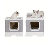 Arenero Desmontable Cerrado, Entrada Superior, Entrada Frontal, Arenero con , Pala para Gatos, Alfombrilla Acolchada, para Muebles de , Fácil de Limpiar, Menos de 10 Kg, 39X50X47Cm