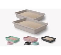 Arenero Gato - Caja Arenero para Gatos x 2 Uds - Fabricado en España con Materiales 100% Reciclados - Bandeja de Arena Sanitaria Higiénica e Inodoro Abierta para Gatos Medianos - Fácil de Limpiar