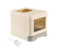 arenero Gato Caja de Arena for Gatos Completamente Cerrada con Tapa y cajón, Entrada Frontal Plegable, Salida Superior, Bandeja de Arena antisalpicaduras Grande(Grey)