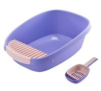 Arenero Gato Caja de Arena para Gatos Bandeja De Arena Para Gatos Grande Con Respaldo Alto Y Parte Superior Abierta Con Pala, Bandeja De Arena Para Gatos Al Aire Libre Fácil De Limpiar Arenero Gatos(P