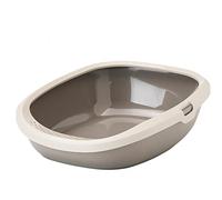 arenero Gato - Savic Gizmo Medium Happy Planet - Moka Granito Gris - Material Reciclado - Borde Perforado - Respaldo Alto - Entrada Baja - 44x35,5x12,5 cm