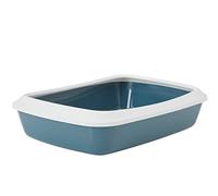 arenero Gato - Savic Iriz - Azul - Abierto - con Borde - fácil Mantenimiento - 50x37x14 cm