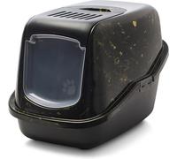 arenero Gato - Savic Nestor Marble - Negro/Oro - diseño marmolado - Frontal abatible - Respaldo Alto - Filtro de carbón - 56x39x38,5 cm