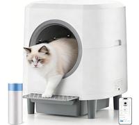 Arenero Gatos Autolimpiable, Arenero Autolimpiable para Gatos,Arena Inteligente Gato Cubierto Grande, Anti-Fugas/Eliminación de Olores/Control de APP/80L, Silenciosa, para Varios Gato (XX-Large)