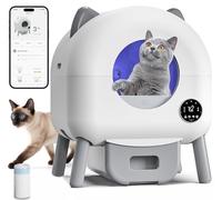 Arenero Gatos Autolimpiable, Caixa de Areia Automatico 76L, Protección de Seguridad/Control de Aplicaciones/Inodoro/Iluminación Ambiental, Arenero Automatico Gatos para Varios Gatos