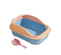 arenero Gatos Bandeja de Arena Desmontable for Mascotas, Caja de Arena semicerrada antisalpicaduras for Gatos, fácil de Limpiar Grande(Rose)