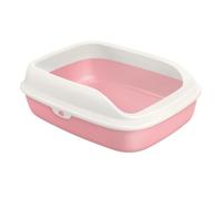 arenero Gatos Bandeja de Arena for Mascotas con Tapa Abierta, Caja de Arena semicerrada, Inodoro Profundo for Gatos, Hebilla Desmontable, Incluye Cuchara Colgante Grande(Rose)