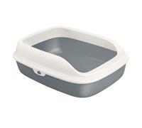 arenero Gatos Bandeja de Arena for Mascotas con Tapa Abierta, Caja de Arena semicerrada, Inodoro Profundo for Gatos, Hebilla Desmontable, Incluye Cuchara Colgante Grande(Grey)