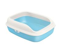 arenero Gatos Bandeja de Arena for Mascotas con Tapa Abierta, Caja de Arena semicerrada, Inodoro Profundo for Gatos, Hebilla Desmontable, Incluye Cuchara Colgante Grande(BLU)