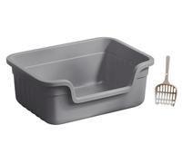 Arenero Gatos Caja Arena Gato Caja De Arena Para Gatos Caja De Arena Abierta Inodoro Poco Profundo Para Gatos Bandeja De Arena De Viaje Para Gatitos Y Gatos Mayores Caixa De Areia Para Gatos(Grey)