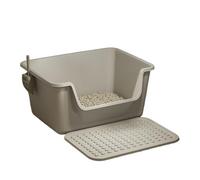 arenero Gatos Caja de Arena Extra Grande for Gatos, Bandeja de Arena Superior Abierta, Inodoro for Mascotas antisalpicaduras, fácil de Limpiar Grande(Grey)