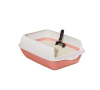 arenero Gatos Caja de Arena for Gatos Abierta de Gran Capacidad, Bandeja de Arena Duradera de Lados Altos, Bandeja Desmontable antisalpicaduras y fácil de Limpiar Grande(Rose)