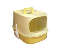 arenero Gatos Caja de Arena for Gatos Cerrada Grande, Bandeja de Arena Desmontable de Lado Alto, Inodoro for Mascotas, diseño portátil, fácil de Limpiar Grande(Geel)