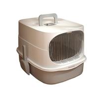 arenero Gatos Caja de Arena for Gatos Cerrada Grande, Bandeja de Arena Desmontable de Lado Alto, Inodoro for Mascotas, diseño portátil, fácil de Limpiar Grande(Grey)