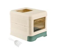 arenero Gatos Caja de Arena for Gatos Completamente Cerrada con Tapa y cajón, Entrada Frontal Plegable, Salida Superior, Bandeja de Arena antisalpicaduras Grande(Groen)