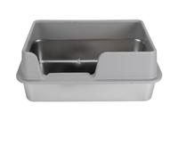 arenero Gatos Caja de Arena for Gatos de Acero Inoxidable, Bandeja de Arena semicerrada de Lados Altos, fácil de Limpiar for Gatos pequeños y medianos Grande(Grey)