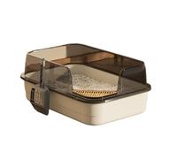 arenero Gatos Caja de Arena for Gatos semicerrada Grande, con Lados Altos, Inodoro for Gato extraíble, antisalpicaduras, fácil de Limpiar Grande(Weiß)