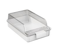 arenero Gatos Caja de Arena for Gatos semicerrada y autolimpiante, Bandeja de Arena Abierta de Lado Alto, Inodoro for Mascotas, fácil de Limpiar for Animales Grande(Weiß)