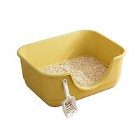 arenero Gatos Caja de Arena Grande for Gatos con Lados Altos, Bandeja de Arena semicerrada antisalpicaduras, fácil de Limpiar, for Interiores Grande(Geel)