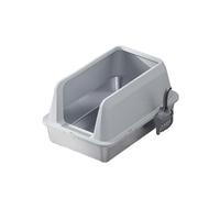 arenero Gatos Cajas de Arena Grandes for Gatos de Lados Altos con Tapa, Caja de Arena de Acero Inoxidable, Suministros de baño for Mascotas fáciles de Limpiar Grande(Light Gray)