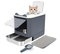 Arenero Gatos Cubierto, Arenero Cerrado para Gatos, Cajón extraíble, Incluye Pala, Catbox, Doble Entrada Frontal y Superior con Tapa