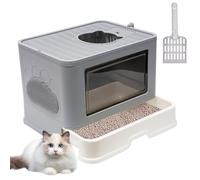 Arenero Gatos Cubierto, Arenero Gato Grande XXL con Apertura Superior, Armario de Almacenamiento, Pala y Cepillo, Diseño de Cajón Extraíble, Gran Capacidad, Gris