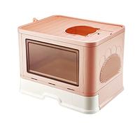 Arenero Gatos Cubierto con Cajon,Arenero para Gatos Grande XXL Cerrado Caja de Arena Plegable Cagadero Gato sin Olores con Cepillo de Masajeador Pala y Filtro48,5 * 36,5 * 38 cm - Rosa