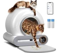 Arenero Gatos Grande Autolimpiable:Arenero Automatico 65l Control App/Protección Seguridad/Eliminación Olor/Amplia Apertura,Caja Arena Gatos Inteligente con Tapete para Multigatos