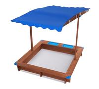 Arenero infantil de madera, 121 x 126 cm, con tapa y dosel, adecuado para niños de 3 a 14 años