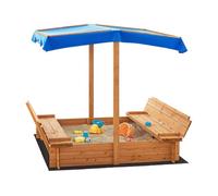 Arenero infantil kellenhusen abeto poliéster 120 x 120 x 120 cm natural azul [en.casa] 120 cm