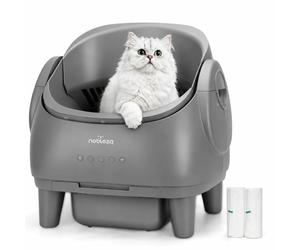 Arenero Nobleza SL05 para gatos, auto limpiante, diseño abierto, gran capacidad, con app, limpieza rápida, ideal para varios gatos, 1-15kg, sensores de seguridad, incluye pastillas.