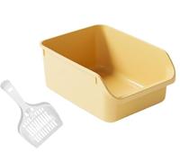 Arenero para Gatos Abierto para Evitar Fugas De Arena, Caja De Arena Duradera De Lado Alto, Segura Y con Olor, Caja De Arena Extraíble Productos para Mascotas(Yellow)