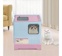 Arenero para Gatos, Caja Arena con Bandeja Extraíble, Pala, Cepillo, Espacioso para Gatos Grandes, Carga de 20 kg, Antifiltración, Antiescapes, 45 * 35 * 38 páginas-Azul