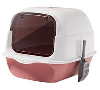 Arenero para Gatos Caja De Arena para Gatos con Capucha, Orinal para Gatitos, Accesorios Grandes para Mascotas, Arenero Desmontable, Reutilizable, Gran Capacidad Productos para Mascotas(Pink)