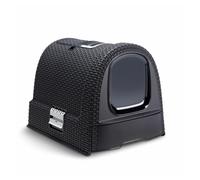 Curver Inodoro para Gatos, Bandeja Sanitaria Cerrada, Compartimento Inferior extraíble para facilitar la Limpieza, Pala para Arena y Alfombrilla Incluidas, Dimensiones: 40 x 38.5 x 51.5 cm Grafito