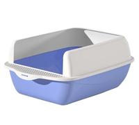 Arenero para Gatos Dispersión Desmontable De Lados Altos, Caja De Arena para Gatos Resistente, Grande, Antisalpicaduras, Semicerrada Productos para Mascotas(Blue)