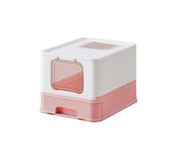 Feandrea Arenero para Gatos, Caja Arena con Bandeja Extraíble, Pala, Cepillo, Espacioso para Gatos Grandes, Carga de 15 kg, Antifiltración, Antiescapes, Blanco y Rosa Jalea PPT001P01
